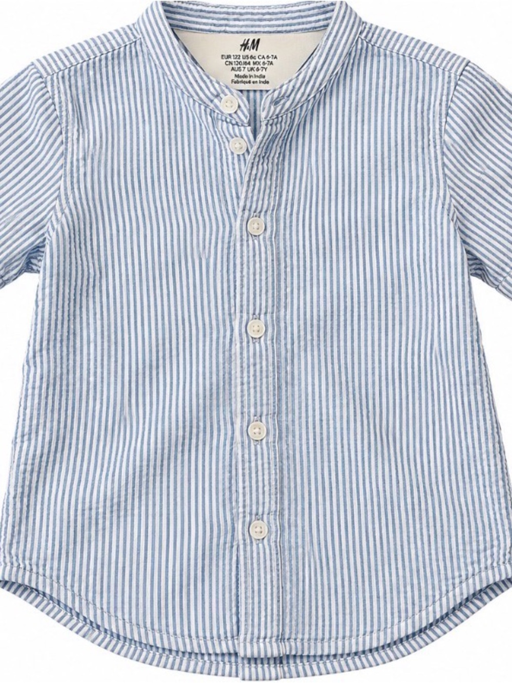 H&M Boys' Blue and White Vertical Stripe Button-Down Shirt